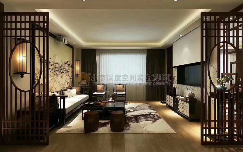 欽州吾悅廣場(chǎng)126㎡中式裝修效果圖案例